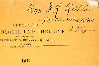 The rare first edition of Sigmund Fredu's important work on cerebral palsy, Die Infantile Cerebrallahmung, inscribed to his close colleague Rudolph Reitler.