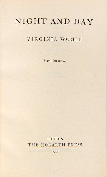 First edition, sixth impression of Night and Day by Virginia Woolf, bound by Bumpus.