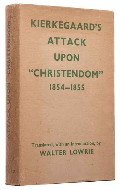 The first edition of these collected articles by Søren Kierkegaard attacking Christendom, seeking to restore the individual's relationship to God.