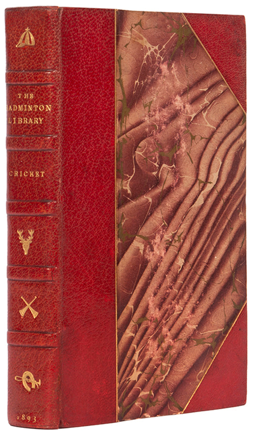 The Badminton Library guide to Cricket, with   contributions by A. Lang and W.G. Grace, handsoemly bound in hald red morocco by Sothern for Hatchards.