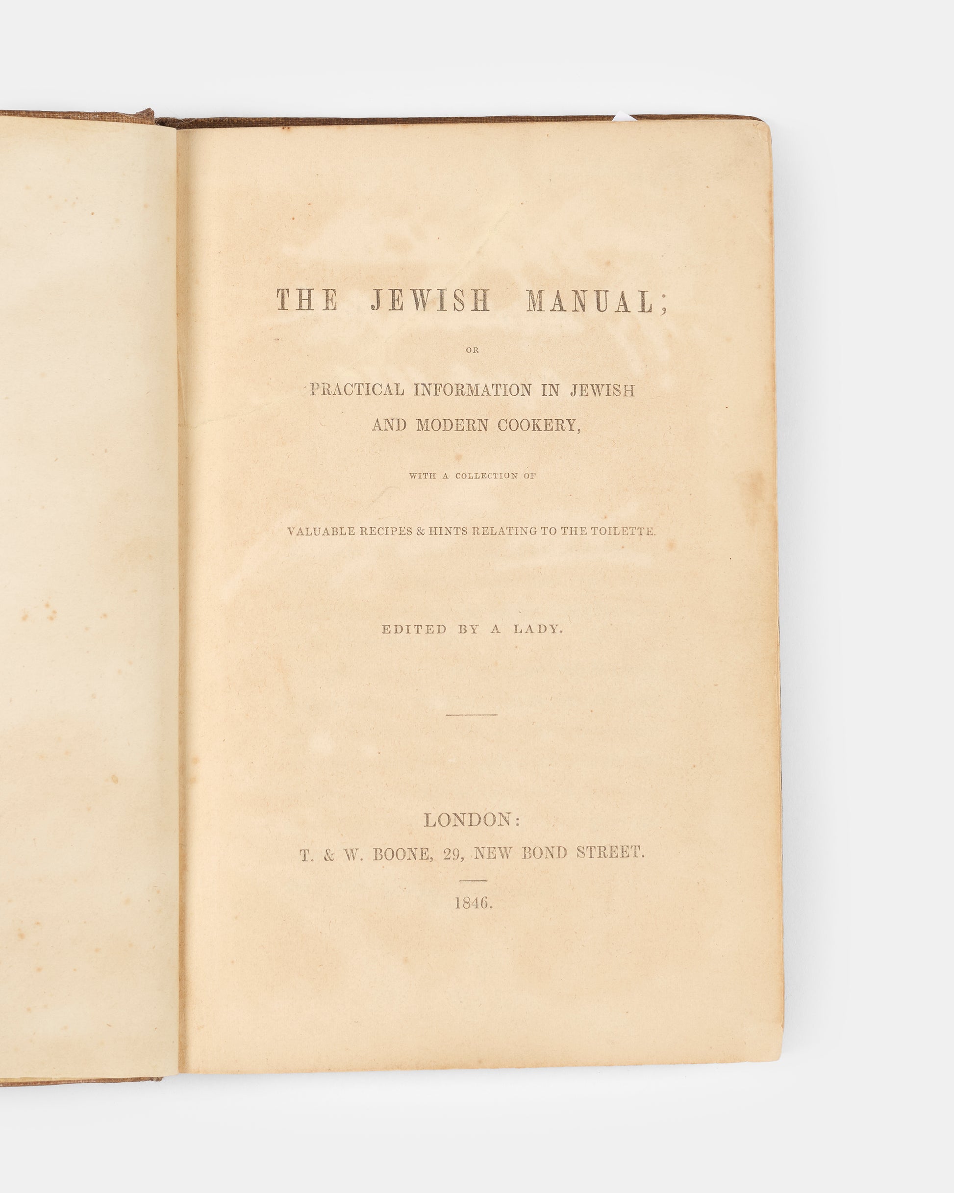 A scarce Kosher Cookery book by Lady Montefiore, one of the first British Cookbooks devoted to the Hebrew kitchen.