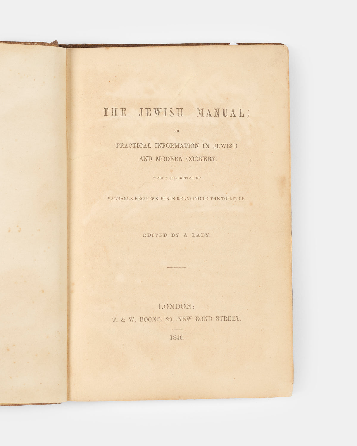 A scarce Kosher Cookery book by Lady Montefiore, one of the first British Cookbooks devoted to the Hebrew kitchen.