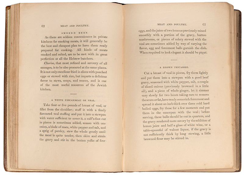 A scarce Kosher Cookery book by Lady Montefiore, one of the first British Cookbooks devoted to the Hebrew kitchen.