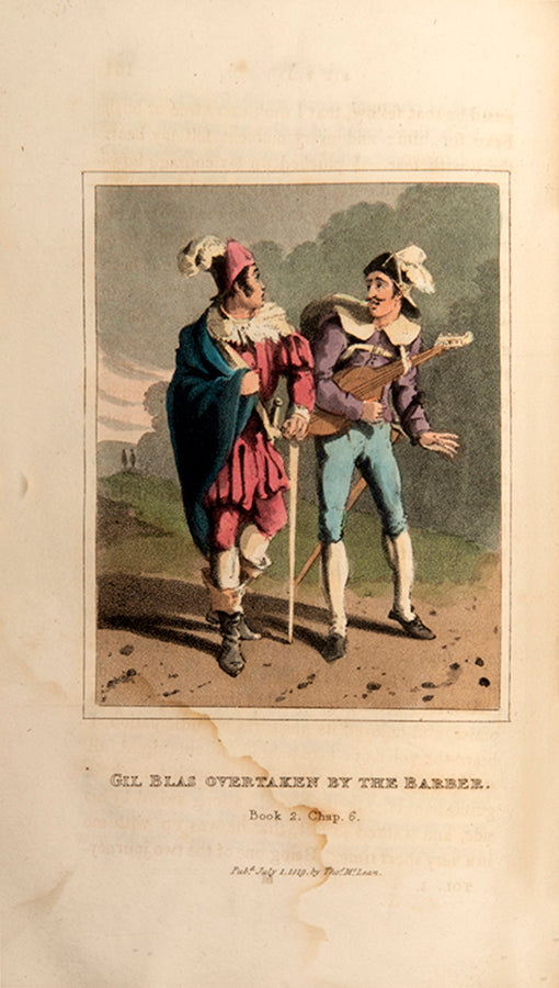 Freshly illustrated edition of Tobias Smollett's translation of the Adventures of Gil Blas de Santillane, containing 15 hand-coloured aquatints.