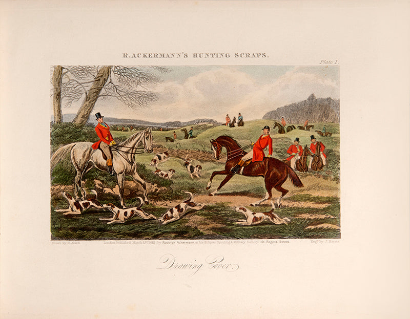 Twenty hand-coloured aquatints of Henry Alken's sporting scenes, published by Ackermann as Ackermann's Sporting Scraps.