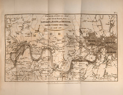 The first edition of Archibald Robertson's Survey of the Great Road from London to Bath, with sixty-five plates rare to find in colour.
