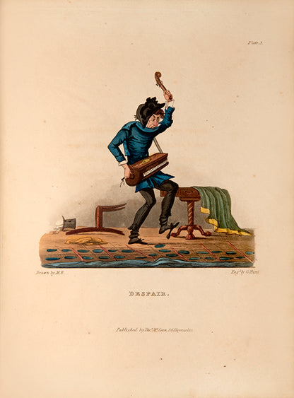First edition of Collinso Furioso by Mary Egerton, a sweet children's book with 14 hand-coloured aquatint plates.