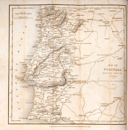 First edition of Portugal Illustrated by William Morgan Kinsey, containing 21 engraved views and 9 hand-coloured aquatint plates containing 36 costumes.