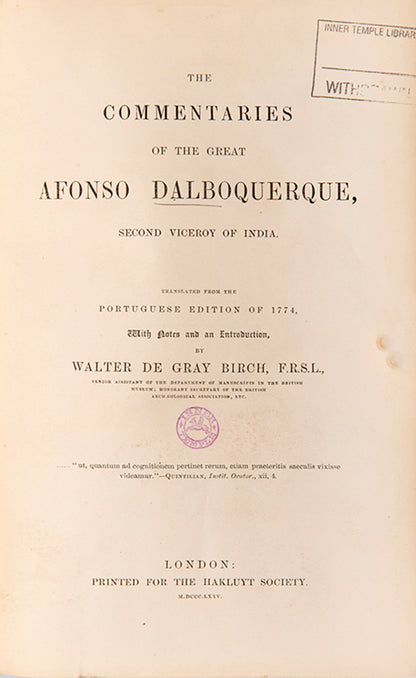 The commentaries of the great Afonso Dalboquerque,