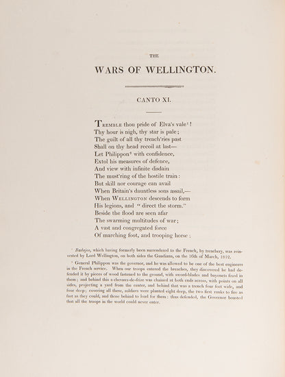 The second edition of The Wars of Wellington by William Combe, containing a tipped in letter written and signed by the Duke of Wellington.