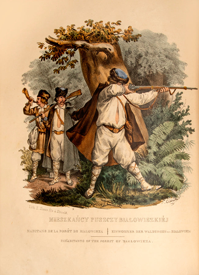 First edition of Les Costumes du Peuple Polonais by Leon Zienkowicz, with 39 hand-coloured plates showing the costumes of Poland.