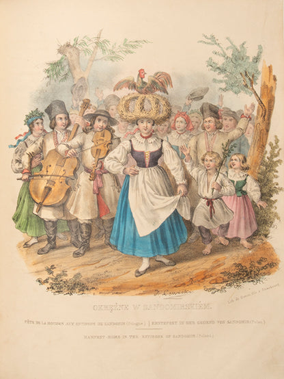 First edition of Les Costumes du Peuple Polonais by Leon Zienkowicz, with 39 hand-coloured plates showing the costumes of Poland.