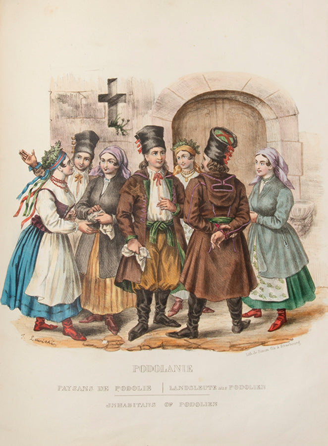 First edition of Les Costumes du Peuple Polonais by Leon Zienkowicz, with 39 hand-coloured plates showing the costumes of Poland.