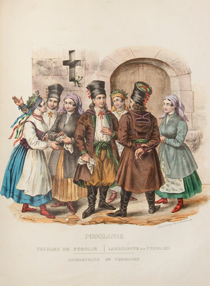 First edition of Les Costumes du Peuple Polonais by Leon Zienkowicz, with 39 hand-coloured plates showing the costumes of Poland.
