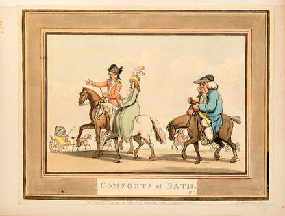 The first and only issue of the 12 plates comprising Comforts of Bath by Thomas Rowlandson, one of his rarest sets.