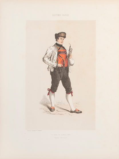 The first edition of Les Paysans Badois by Charles Lellemand, containing 16 hand-coloured plates showing the costumes of the Black Forest.
