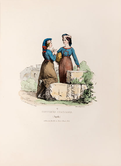 First edition of Collection de Costumes Italiens by Jules Boilly, with 48 hand-coloured lithographs of Italian costumes. 