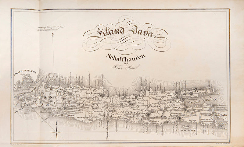First edition of Skizzen von der Insel Java by Josef Jakob Xaver Pfyffer zu Neueck, with 15 fine hand-coloured plates of Javanese costume, weapons, coins, and wildlife.