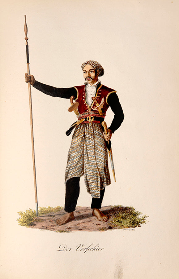 First edition of Skizzen von der Insel Java by Josef Jakob Xaver Pfyffer zu Neueck, with 15 fine hand-coloured plates of Javanese costume, weapons, coins, and wildlife.