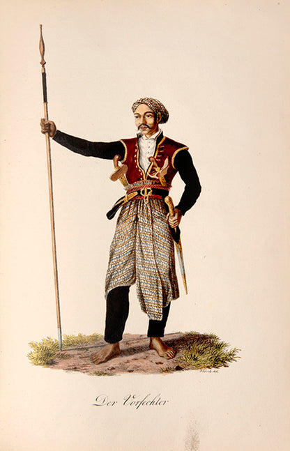 First edition of Skizzen von der Insel Java by Josef Jakob Xaver Pfyffer zu Neueck, with 15 fine hand-coloured plates of Javanese costume, weapons, coins, and wildlife.