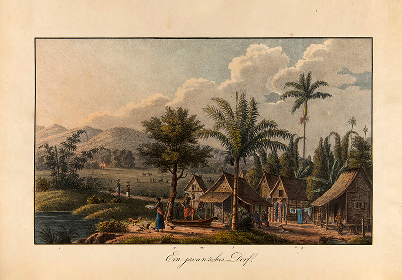 First edition of Skizzen von der Insel Java by Josef Jakob Xaver Pfyffer zu Neueck, with 15 fine hand-coloured plates of Javanese costume, weapons, coins, and wildlife.