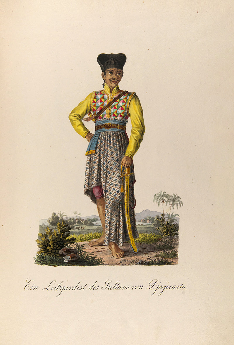 First edition of Skizzen von der Insel Java by Josef Jakob Xaver Pfyffer zu Neueck, with 15 fine hand-coloured plates of Javanese costume, weapons, coins, and wildlife.