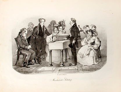 Stockholmska Scener by Hjalmar Morner, containing 16 lithographs of humerous scenes of Swedish life.