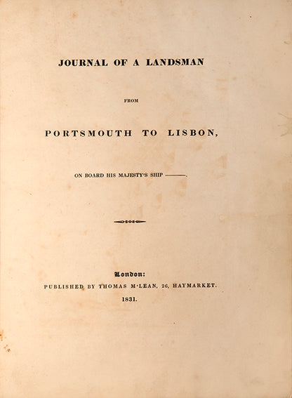 First edition of Journal of a Landsman from Portsmouth to Lisbon by Robert Seymour, with 24 hand-coloured plates satirising life on the Royal Navy.