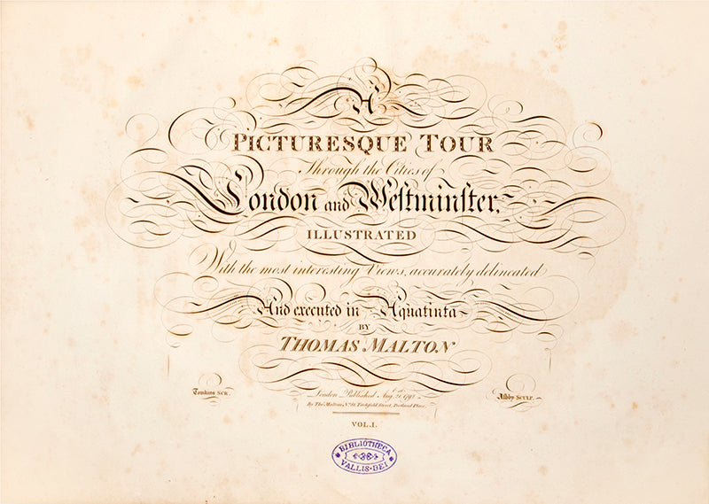 First edition, first issue, of A Picturesque Tour Through the Cities of London and Westminster by Thomas Malton, one of the first great aquatint books on London, with 100 fine aquatint plates.