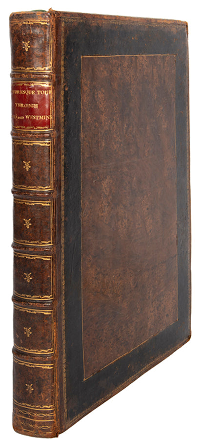 First edition, first issue, of A Picturesque Tour Through the Cities of London and Westminster by Thomas Malton, one of the first great aquatint books on London, with 100 fine aquatint plates.
