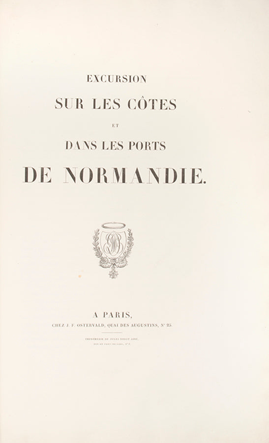 First edition of Excursion sur les Côtes et dans les Ports de Normandie by Noël-Jacques Lefebure-Duruflé, with 40 hand-coloured aquatints of Normandy.