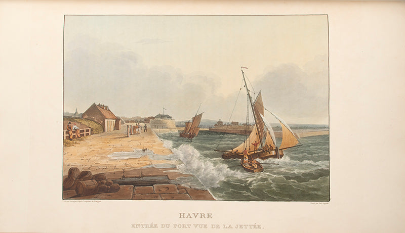 First edition of Excursion sur les Côtes et dans les Ports de Normandie by Noël-Jacques Lefebure-Duruflé, with 40 hand-coloured aquatints of Normandy.