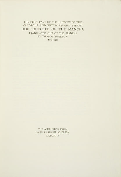A near-fine set of Don Quixote, undoubtedly one of Ashendene's finest achievements, limited edition of only 225 copies