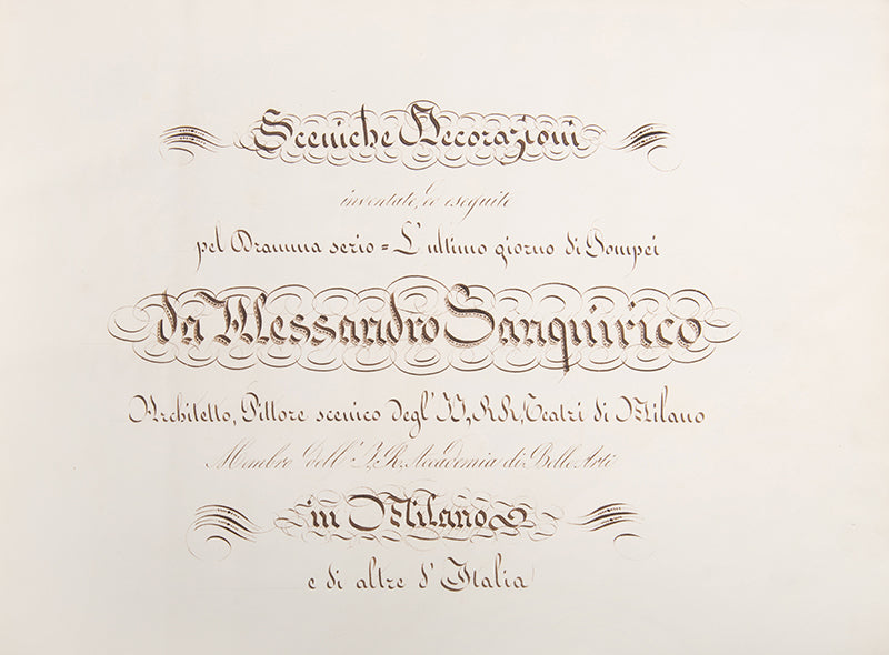 Early issue of Sceniche Decorazioni and Raccolta by Alessandro Sanquirico, the pioneering set designer, containing 75 plates of operas, ballets, and plays performed in La Scala in Milan between 1817 and 1832.