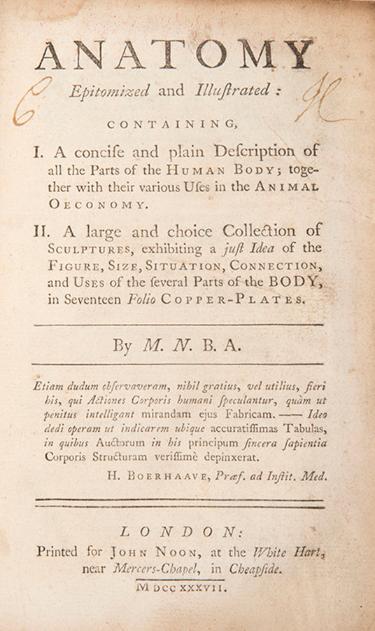A later printing of this unusual and attractively illustrated work, Anatomy Epitomized and Illustrated, by physician Thomas Gibson.