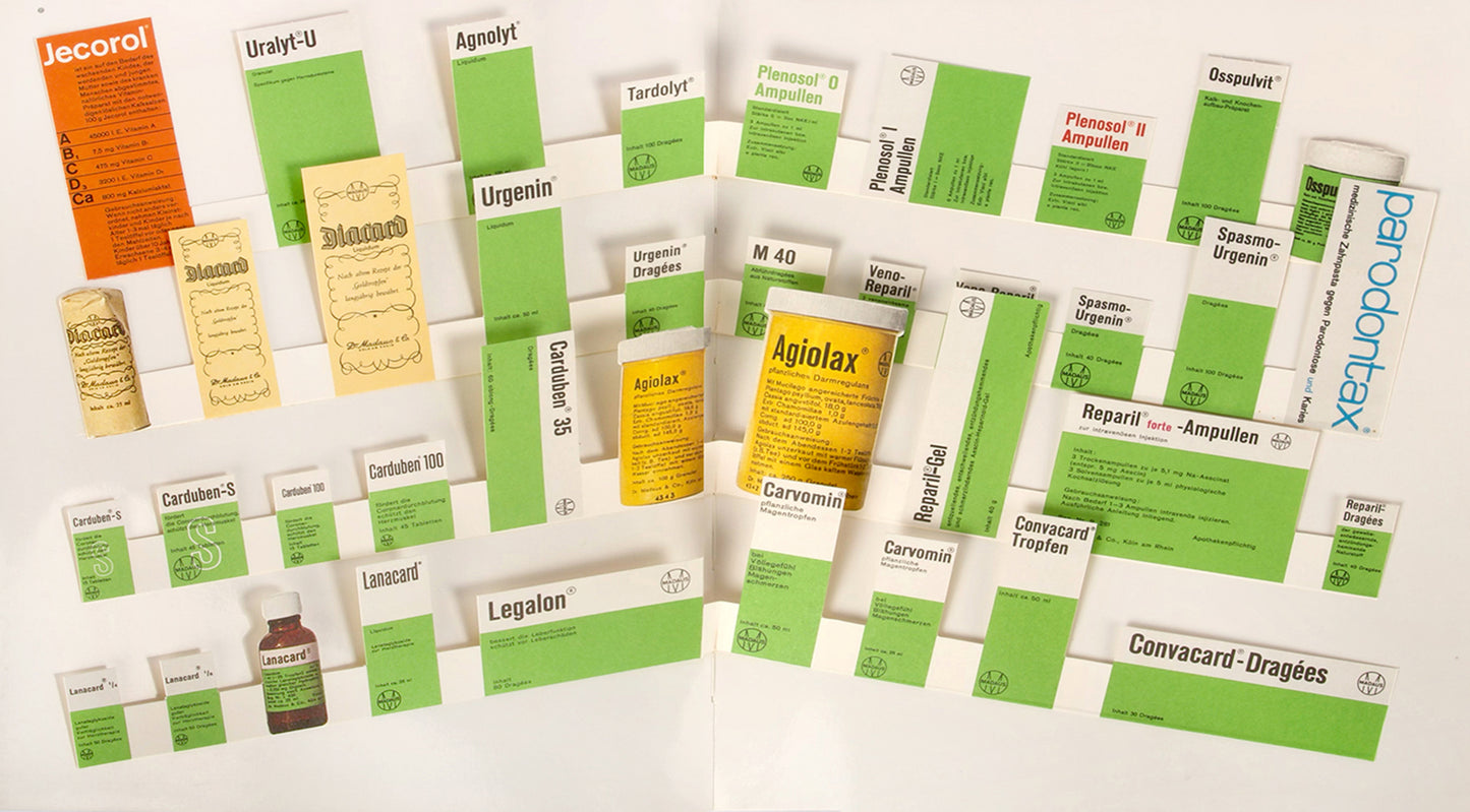 This innovative company book was issued to commemorate the fiftieth anniversary of Cologne-based pharmaceuticals company Dr. Madaus.