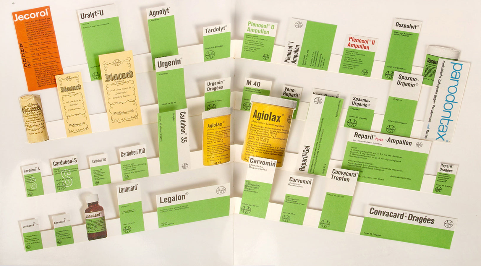 This innovative company book was issued to commemorate the fiftieth anniversary of Cologne-based pharmaceuticals company Dr. Madaus.