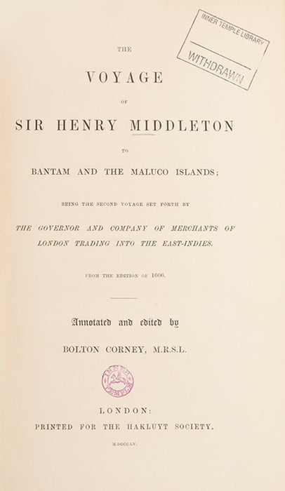 The Voyage of Sir Henry Middleton to Bantam and the Maluco islands;