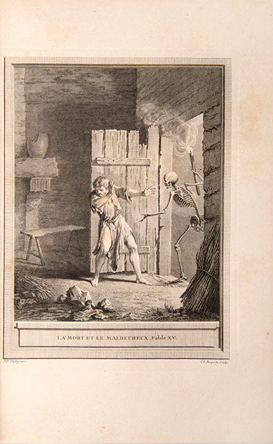 First edition, first issue of the profusely illustrated Fables Choisies by Jean de la Fontaine, inscribed by the playwright David Garrick.