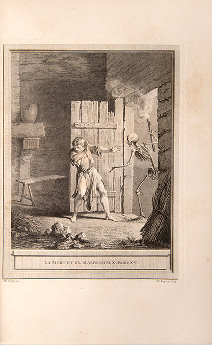 First edition, first issue of the profusely illustrated Fables Choisies by Jean de la Fontaine, inscribed by the playwright David Garrick.