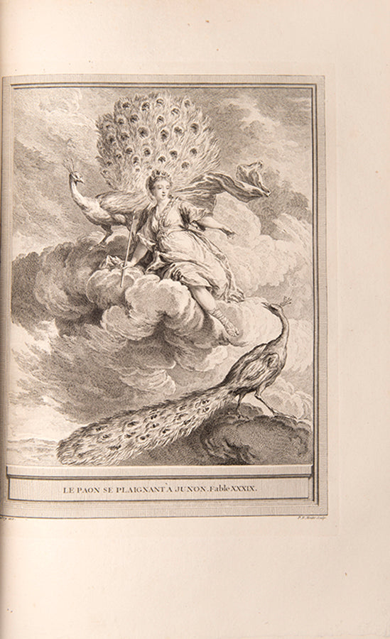 First edition, first issue of the profusely illustrated Fables Choisies by Jean de la Fontaine, inscribed by the playwright David Garrick.