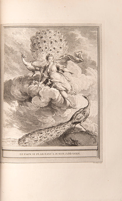First edition, first issue of the profusely illustrated Fables Choisies by Jean de la Fontaine, inscribed by the playwright David Garrick.