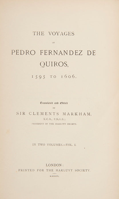 The Voyages of Pedro Fernandez de Quiros,