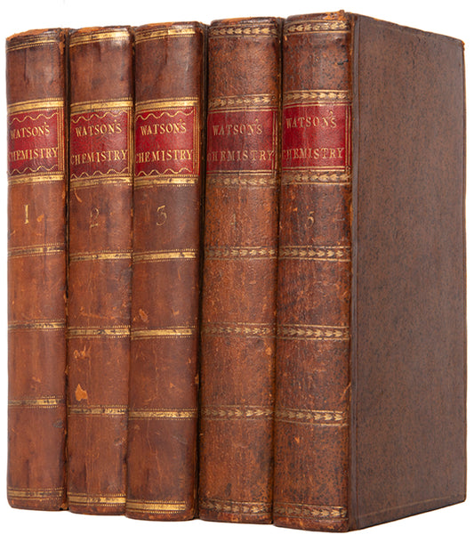 A charming mixed set of Richard Watson's Chemical Essays in contemporary bindings.