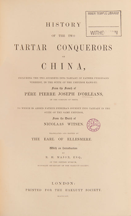 History of the Two Tartar Conquerors of China,