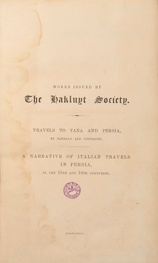 Giosafat Barbaro traveled as a merchant to Tana on the Sea of Azov, and was selected as an ambassador to Persia in 1472. Ambrogio Contarini was a Venetian diplomat known for an account of his travel to Iran.