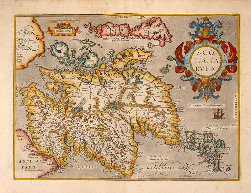 Double-page copper engraved map with later hand-colour from the French edition of <em>Theatre de l'Univers</em>, Antwerp 1598<br />