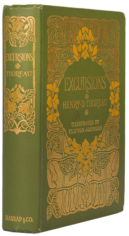 A lovely copy of this 1910s edition of Thoreau's Excursions with elaborate Art Nouveau publisher's cloth binding.