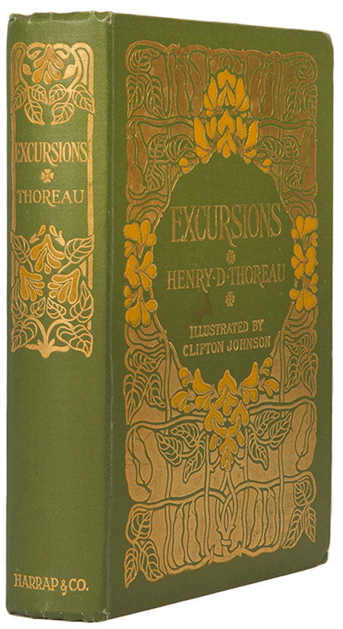 A lovely copy of this 1910s edition of Thoreau's Excursions with elaborate Art Nouveau publisher's cloth binding.