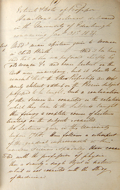 A substantial set of manuscript lecture notes on obstetrics made by a student of  physician James Hamilton at the University of Edinburgh in 1822.